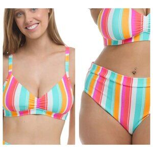 Bodyglove Striped Terry cloth Colourful Bikini Set Drew Top + Marlee Bottoms 3X
